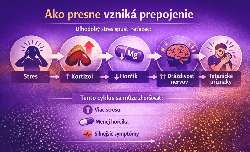prepojenie stres kortizol horcik tetania infografika